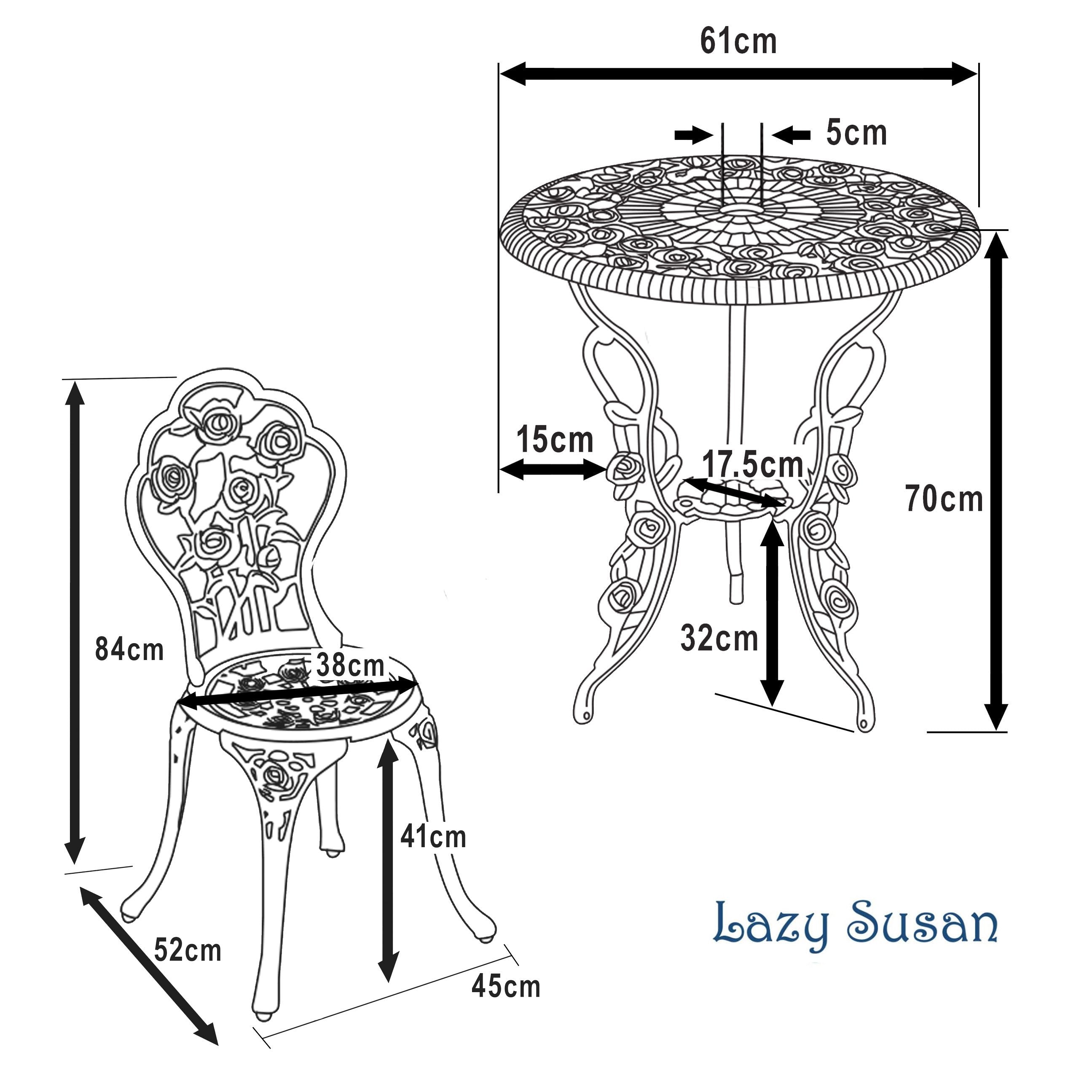 London Rose Bistroset - Weiß (2-Sitzer-Set)