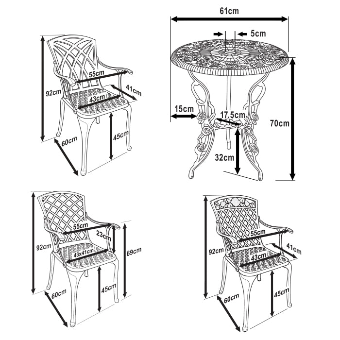 London Rose Bistrotisch (2 Personen Set)
