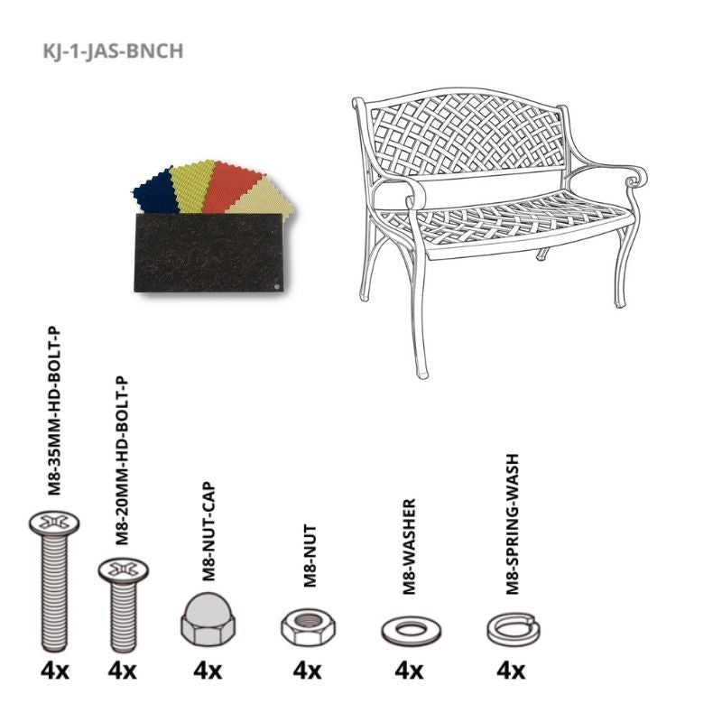 Set of Fixings for Jasmine Bench Kingjoy AB