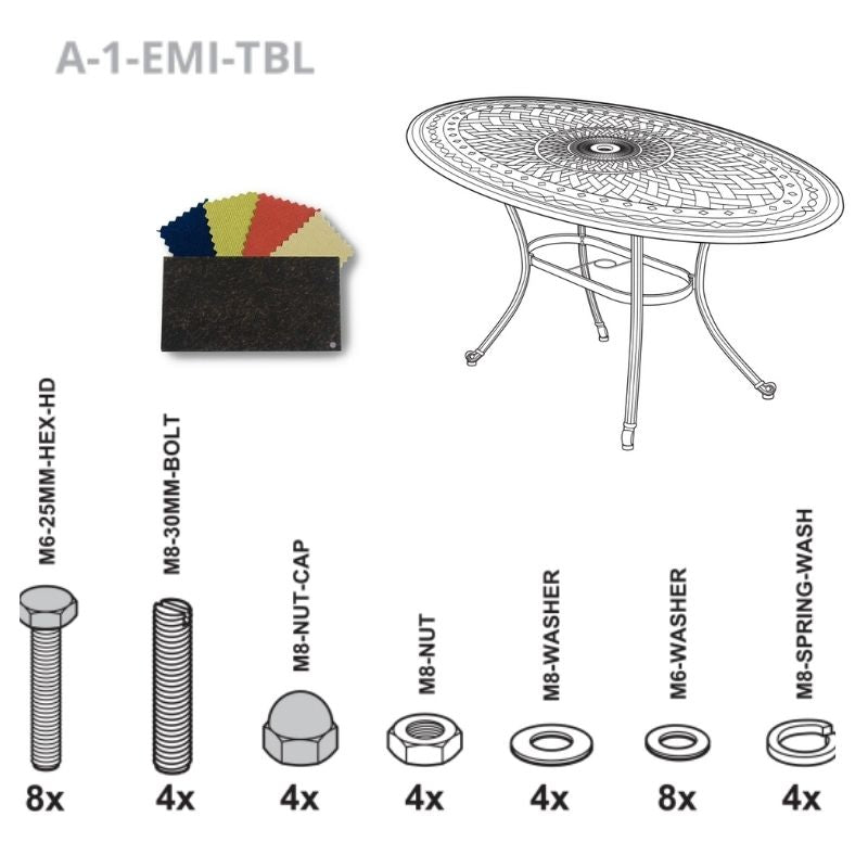 Set of Fixings for Emily Table Abest AB