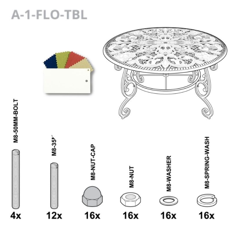 Set of Fixings for Flora Table Abest WH