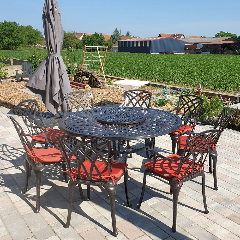 FRANCES Tisch (8 Personen Set) - Antik Bronze