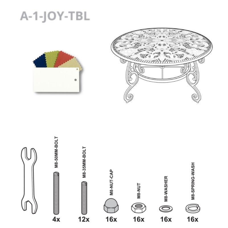 Set of Fixings for Joyce Table Abest WH