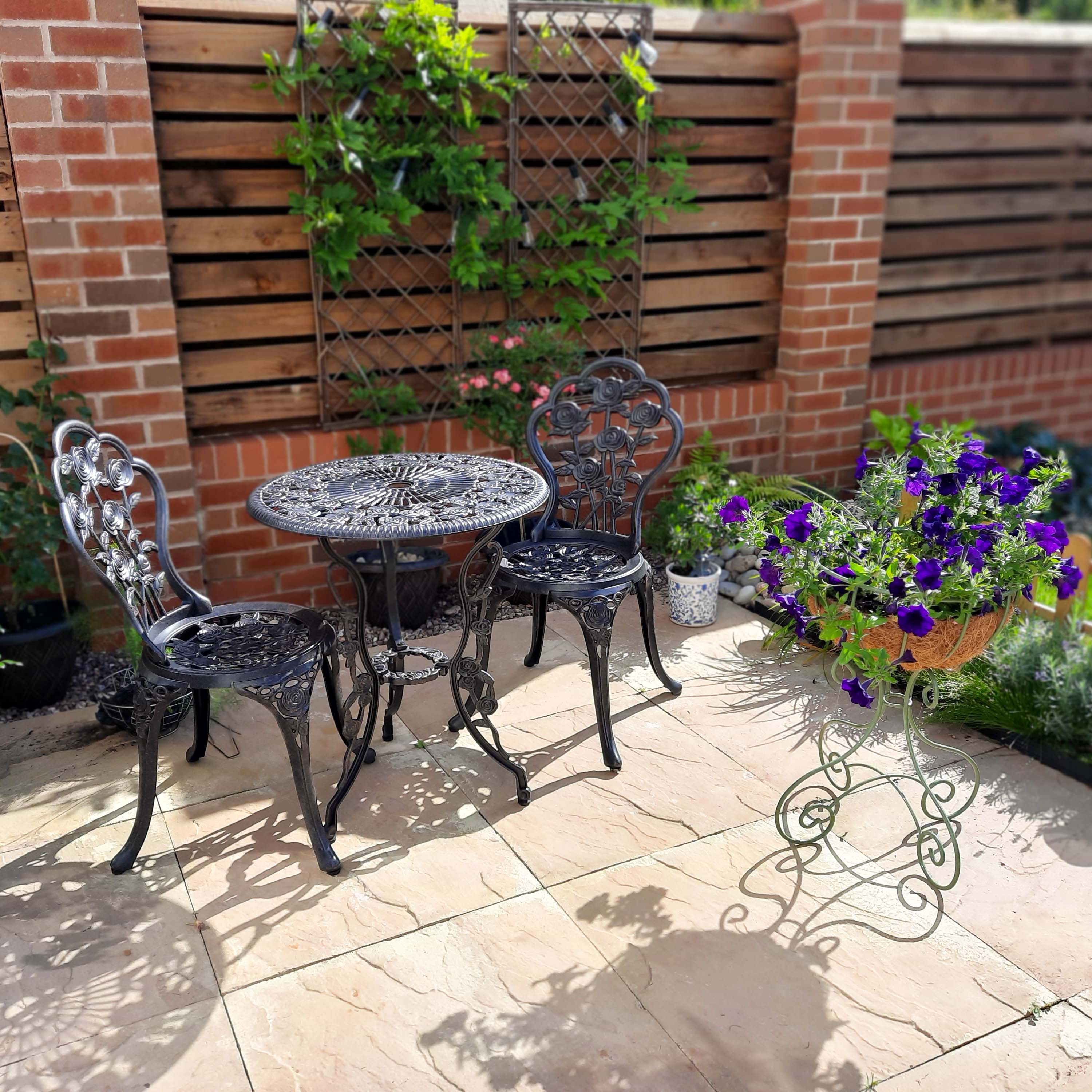 London Rose Bistroset - Antik-Bronze (2-Sitzer-Set)