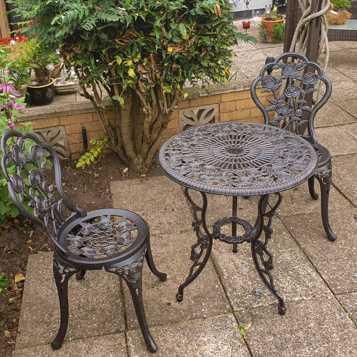 London Rose Bistroset - Antik-Bronze (2-Sitzer-Set)