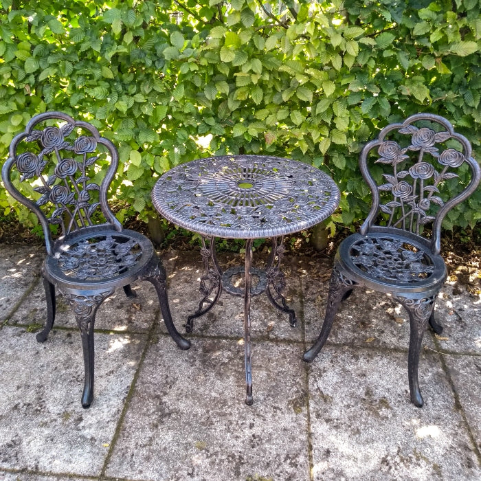 London Rose Bistroset - Antik-Bronze (2-Sitzer-Set)
