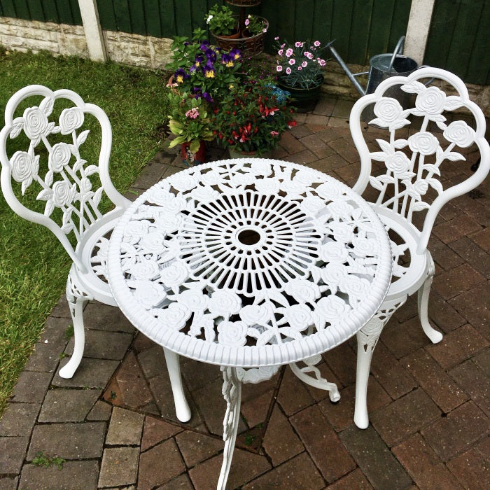 London Rose Bistroset - Weiß (2-Sitzer-Set)