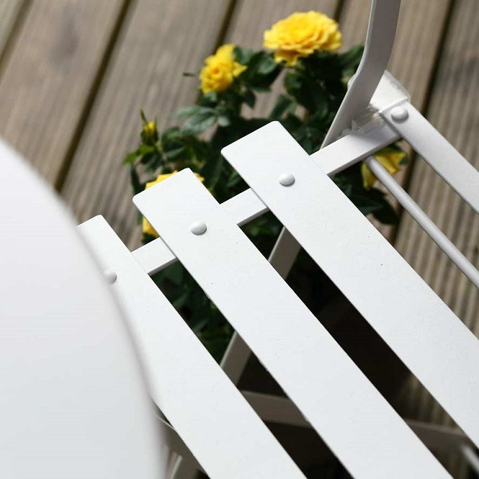 ALESSIA Bistro Set (Tisch mit 2 Stühlen) - Weiß