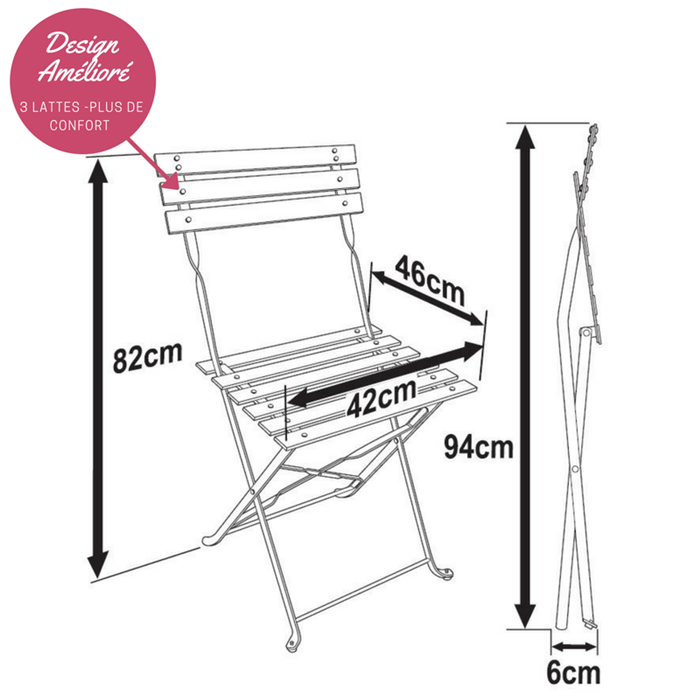 ALESSIA Bistro Set (Tisch mit 2 Stühlen) - Weiß