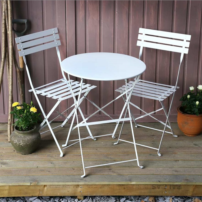 ALESSIA Bistro Set (Tisch mit 2 Stühlen) - Weiß