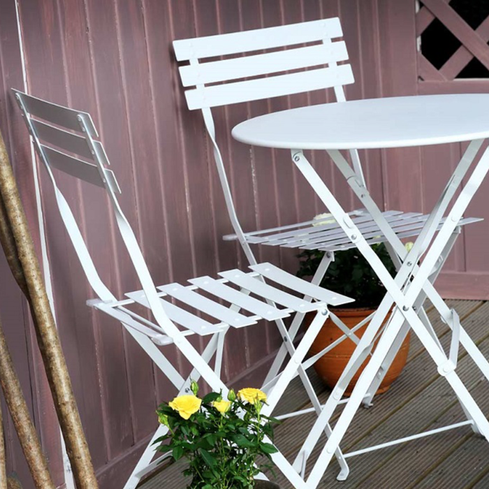 ALESSIA Bistro Set (Tisch mit 2 Stühlen) - Weiß