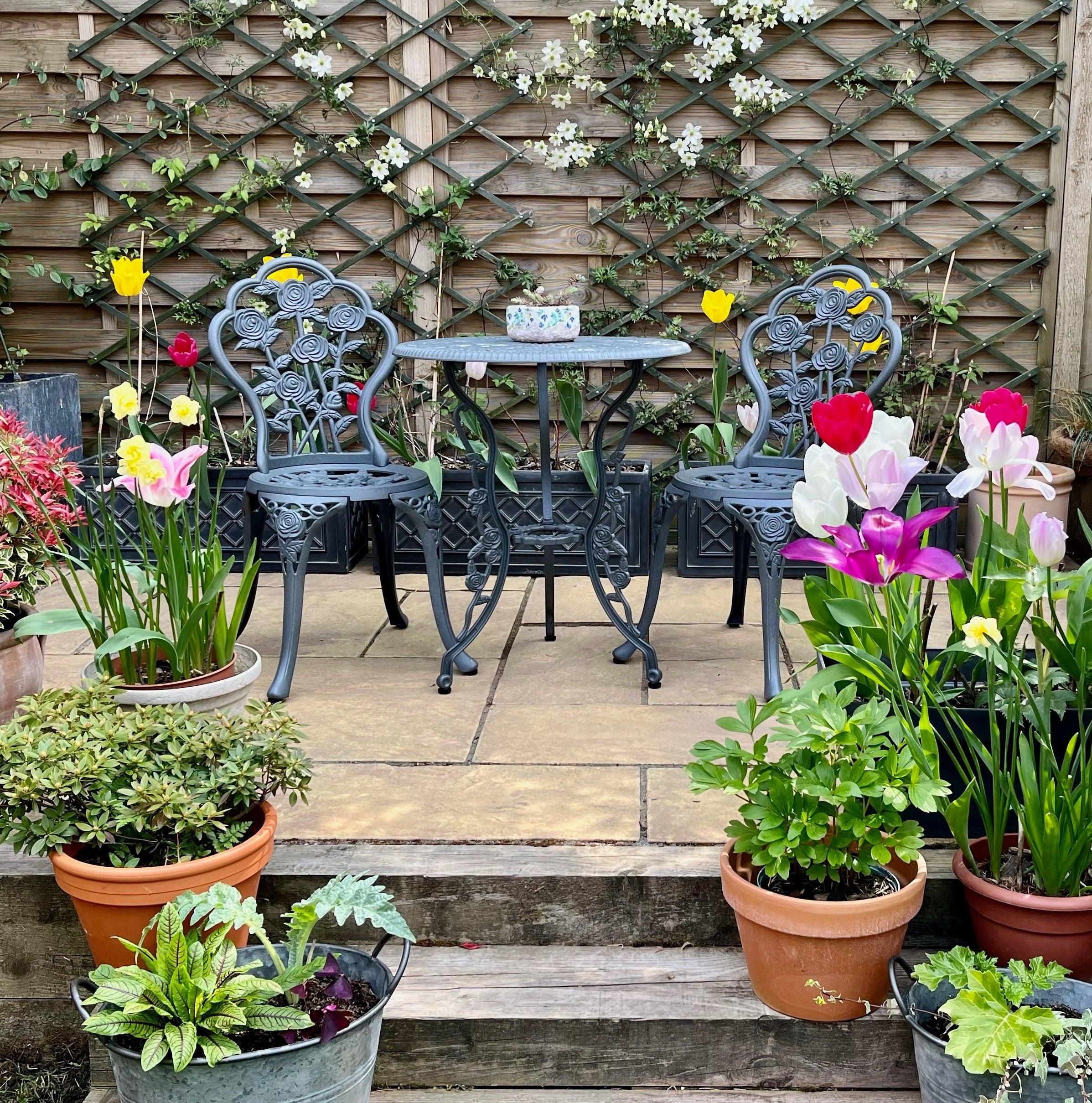 London Rose Bistroset - Schiefergrau (2-Sitzer-Set)