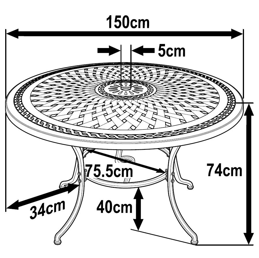 FRANCES Tisch (8 Personen Set) - Antik Bronze