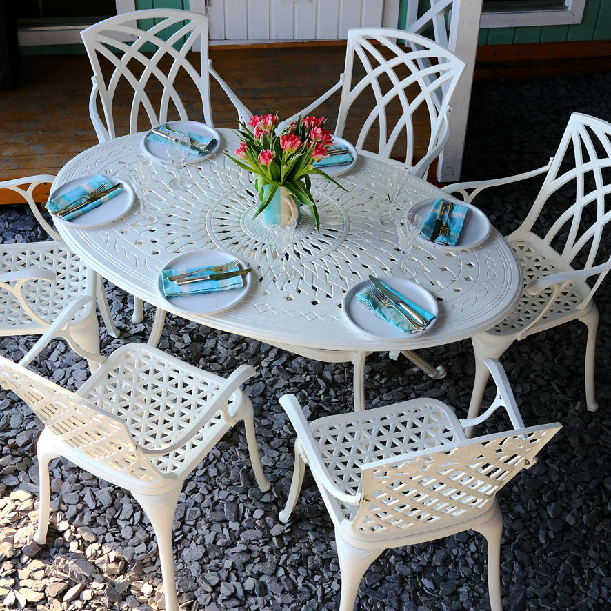 campingtisch stuhl set 6 personen Emily: Outdoor Tisch- & Stuhlset für 6 Personen - Weiß
