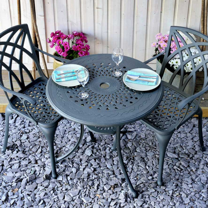 Anna - Kleiner Gartentisch + 2 Stühle - Grau