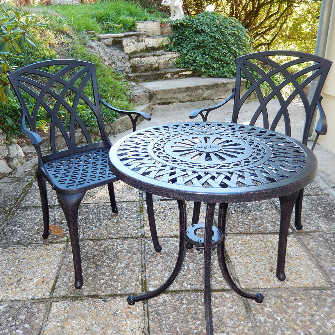 Eve - 60cm Bistrotisch-Set für 2 Personen in Bronze