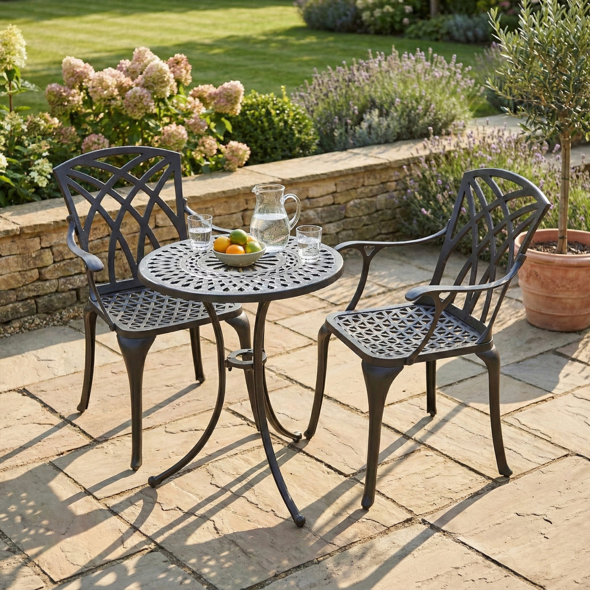 Eve - 60cm Bistrotisch-Set für 2 Personen in Bronze