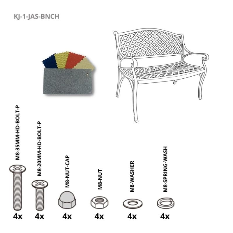 Set of Fixings for Jasmine Bench Kingjoy SL