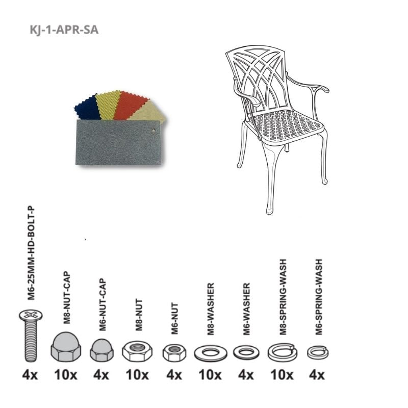 Set of Fixings for April / Rose / Emma Chair Kingjoy SL