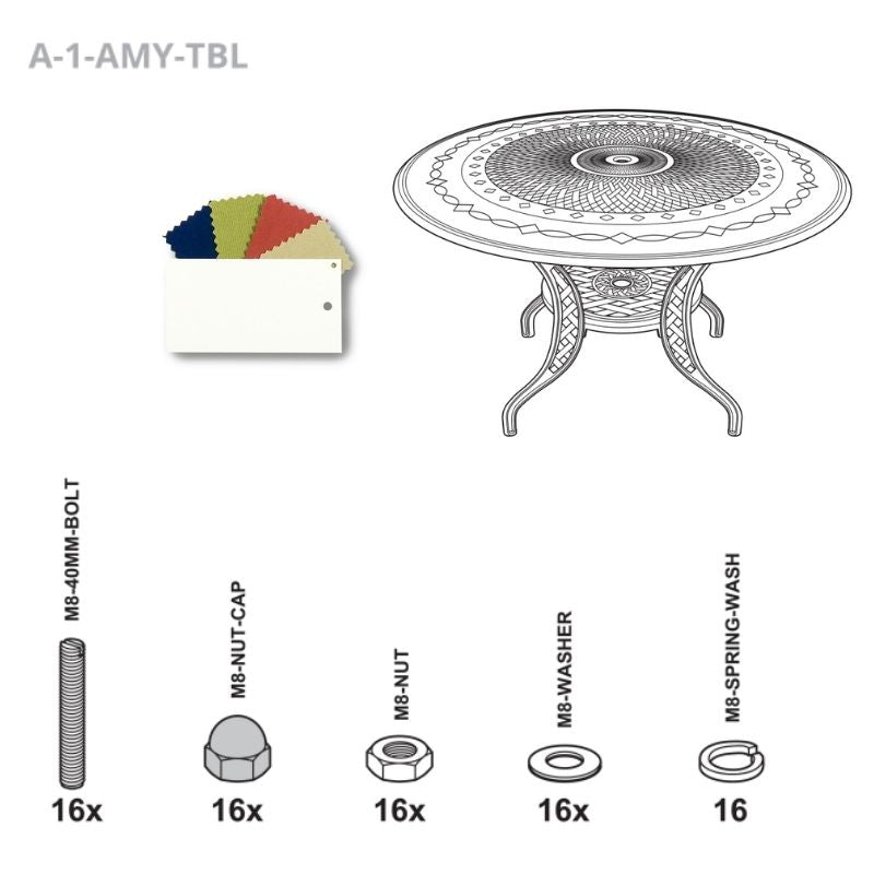 Set of Fixings for Amy Table Abest WH