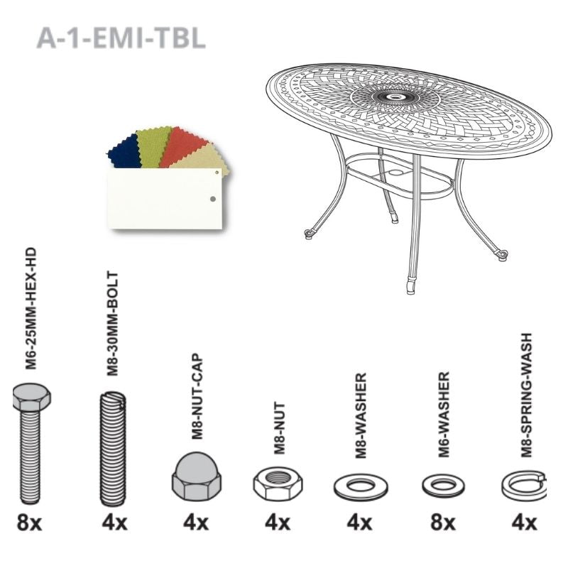 Set of Fixings for Emily Table Abest WH