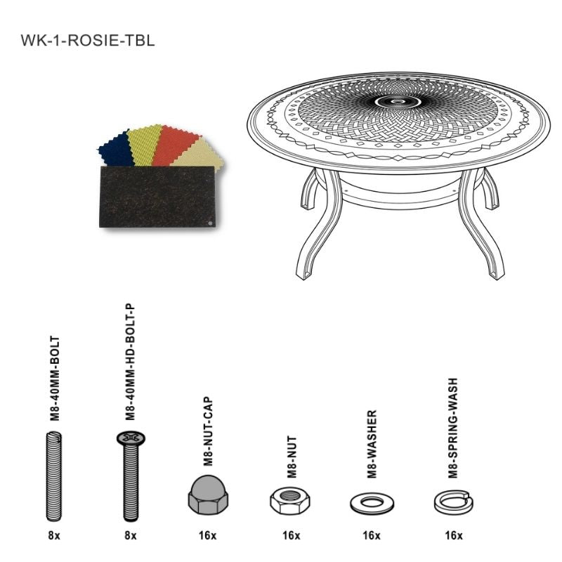 Set of Fixings for Rosie Table Abest AB