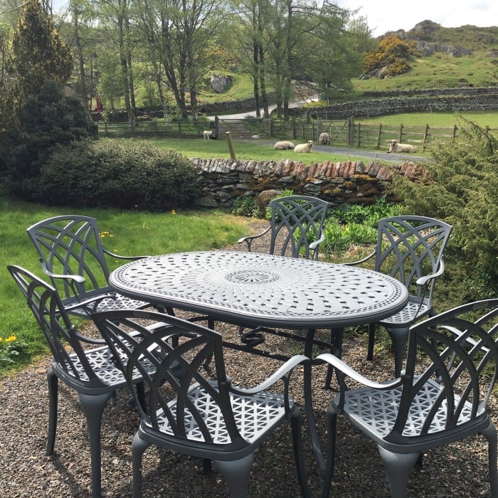 countryside campingtisch Ovales 6 Personen Alu-Terrassenset "June" in Schiefergrau