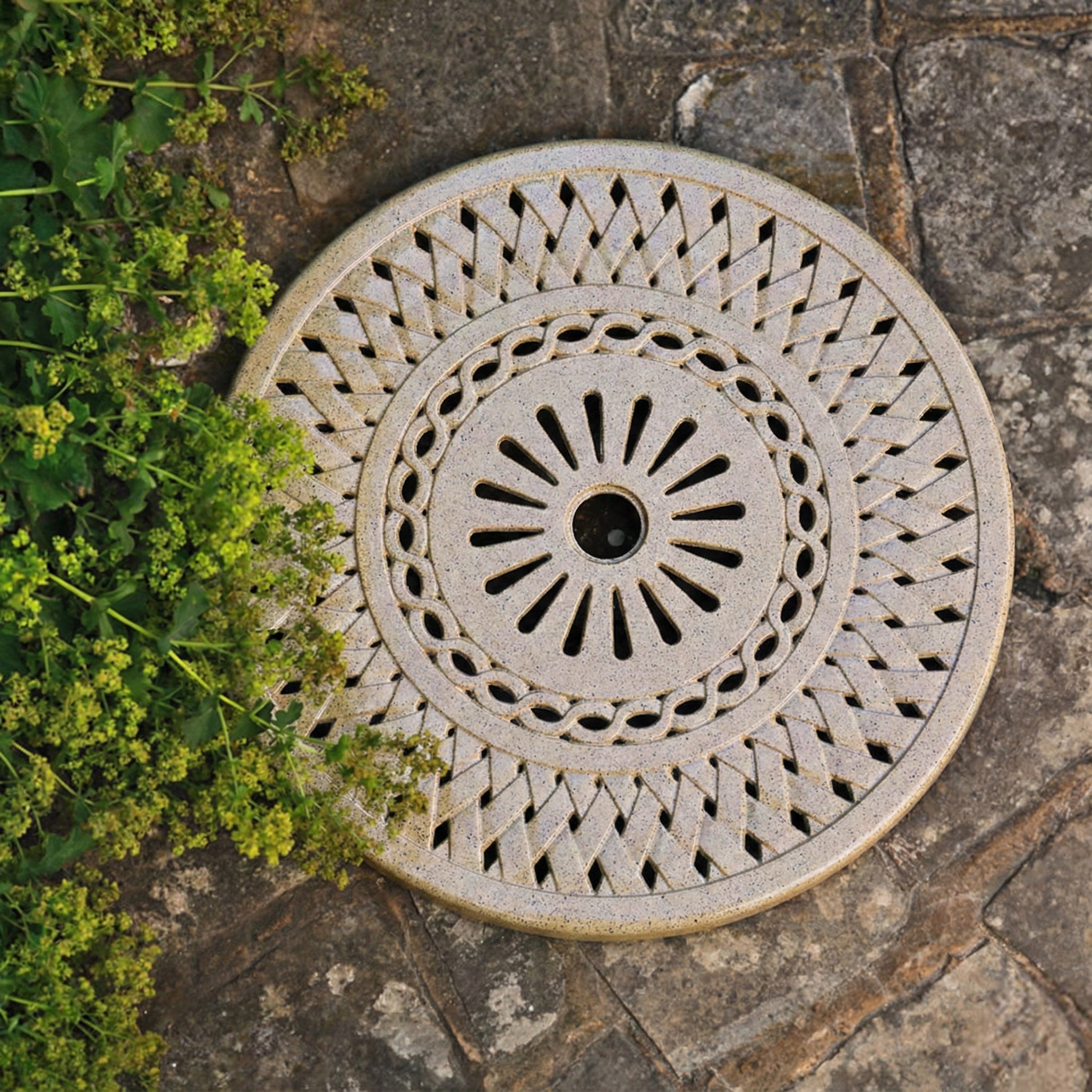 Lazy Susan Drehplatte Gitterdesign 60 cm - Sandfarben