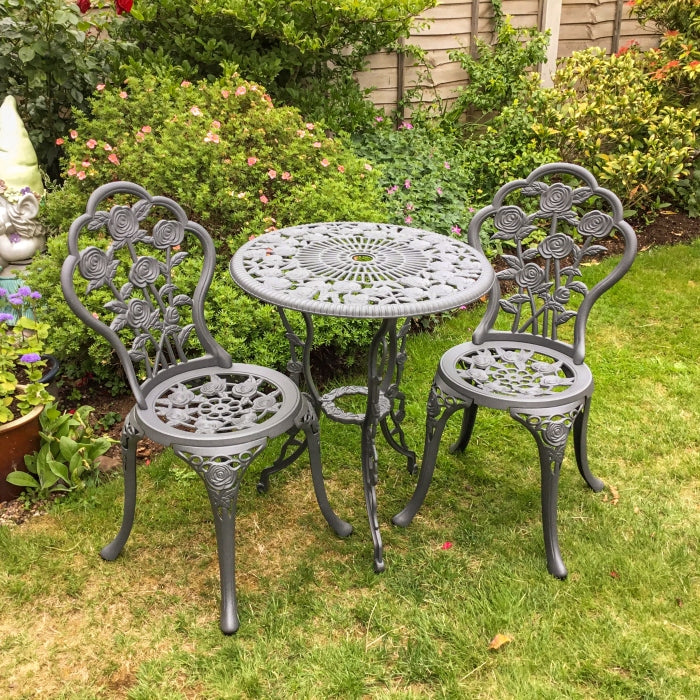 London Rose Bistroset - Schiefergrau (2-Sitzer-Set)