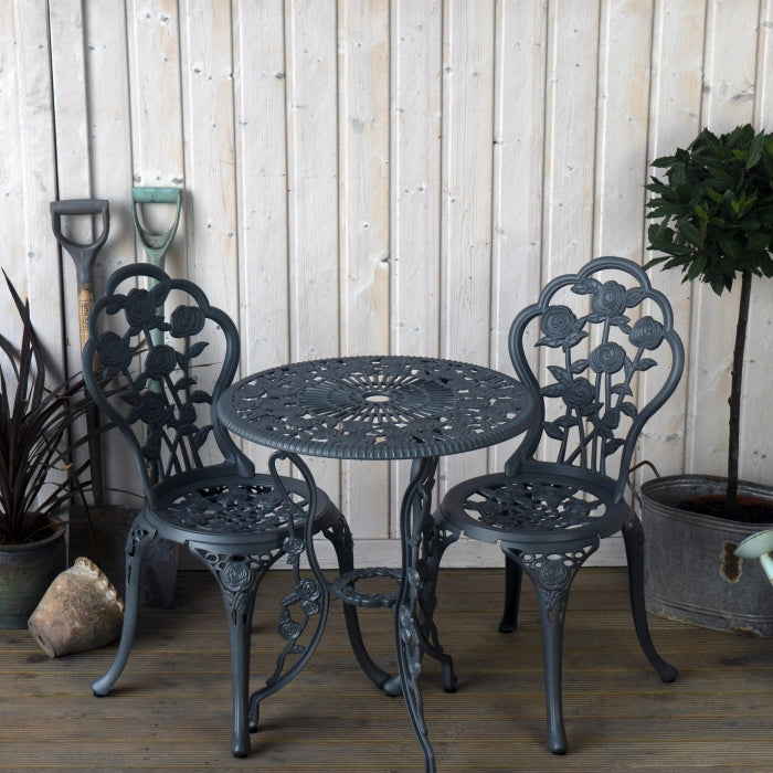 London Rose Bistroset - Schiefergrau (2-Sitzer-Set)