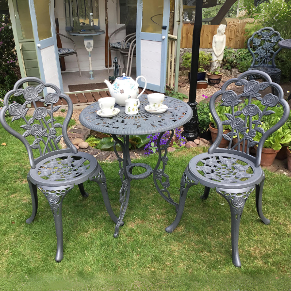 London Rose Bistroset - Schiefergrau (2-Sitzer-Set)