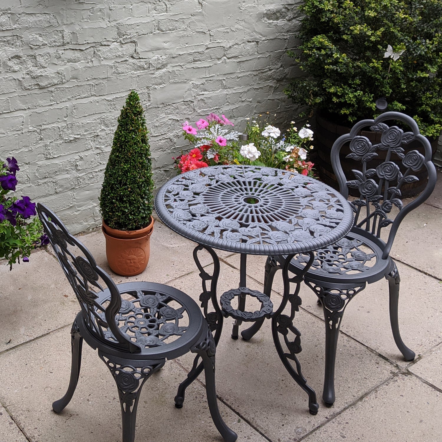 London Rose Bistroset - Schiefergrau (2-Sitzer-Set)