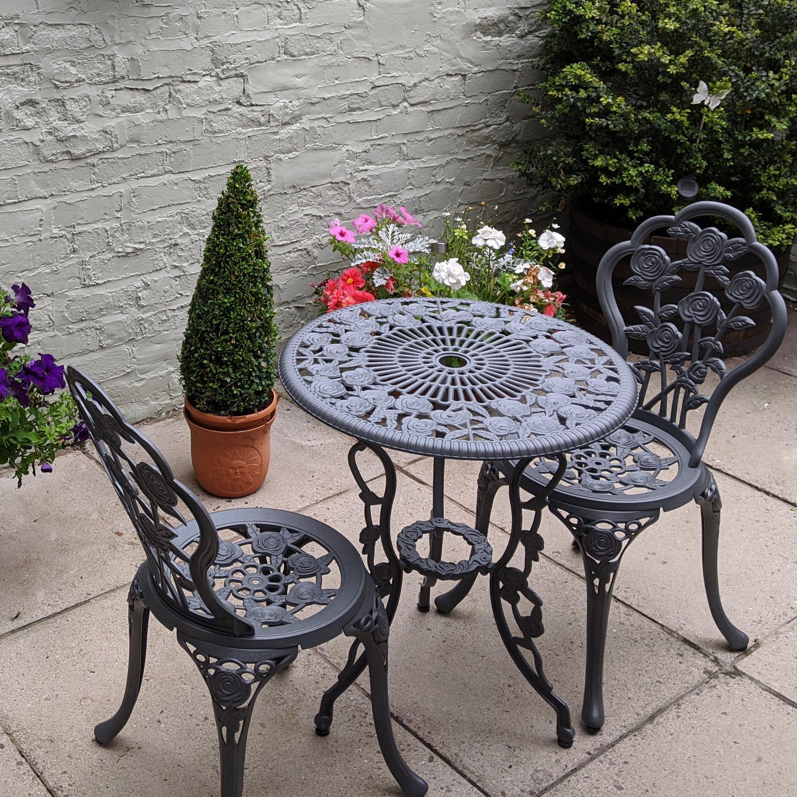 London Rose Bistroset - Schiefergrau (2-Sitzer-Set)