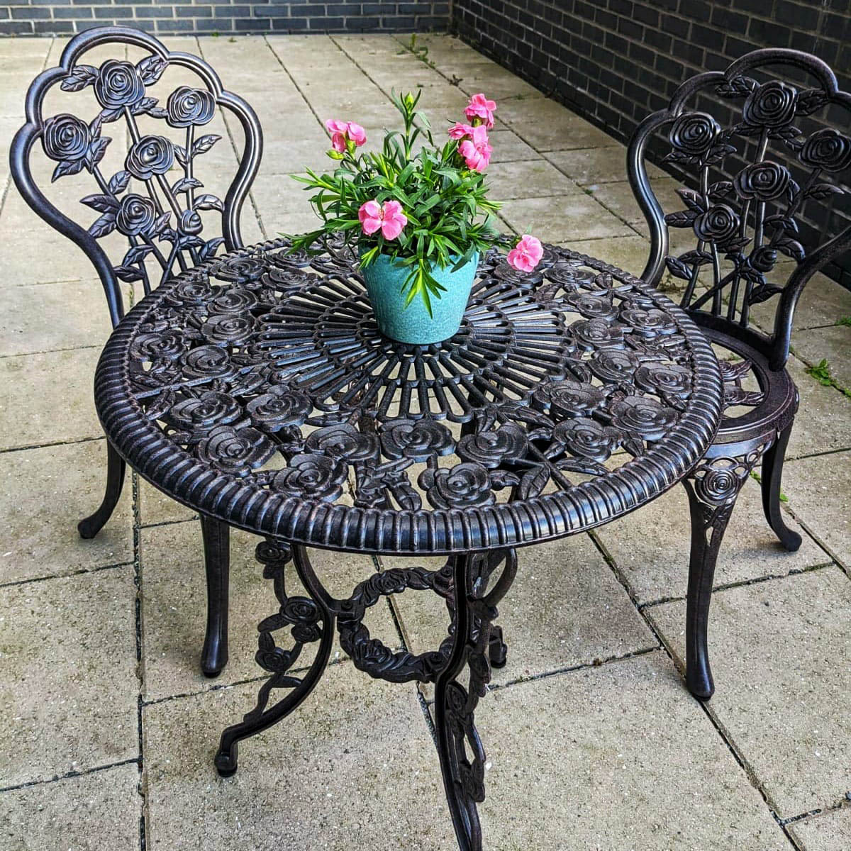 London Rose Bistroset - Antik-Bronze (2-Sitzer-Set)