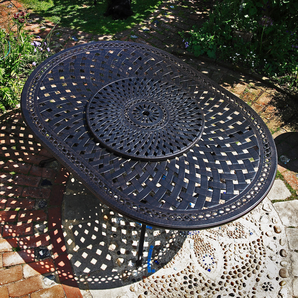 Drehplatte Gitterdesign 90 cm - Antik Bronze