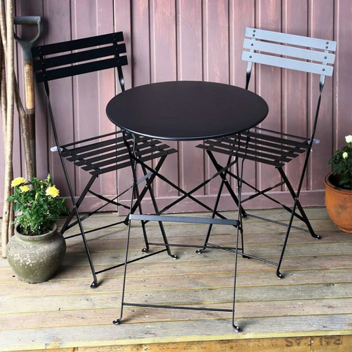 ALESSIA Bistro Set (Tisch mit 2 Stühlen) - Schwarz