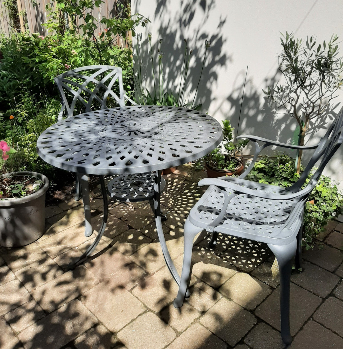 Mia 2 Personen Terrassen & Garten Bistroset in Grau