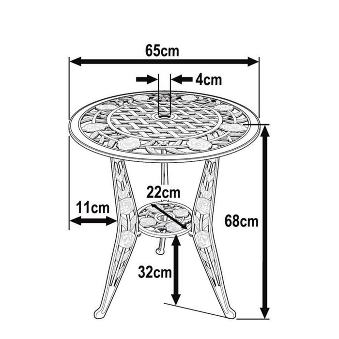 ROSE Bistro Tisch (2 Personen Set)