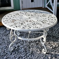 Vorschau: White 135cm Metal Garden table set 6