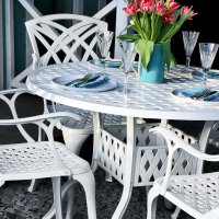 Vorschau: White 4 seater aluminium garden furniture set 4