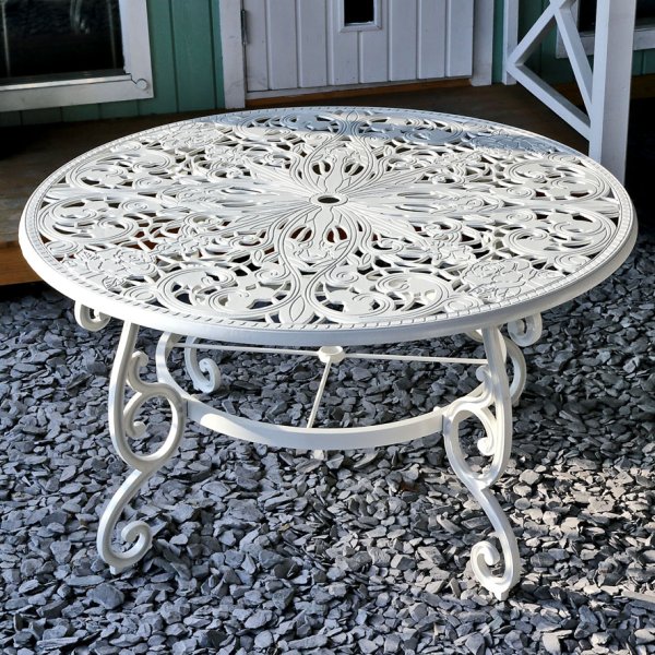 White 135cm Metal Garden table set 6