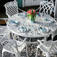 Vorschau: White 135cm Metal Garden 6 seater furniture 2
