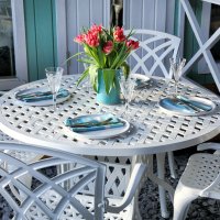 Vorschau: White 4 seater aluminium garden furniture set 8