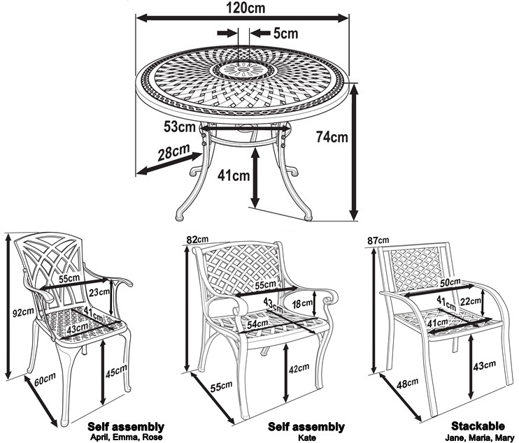 Outdoor metal chair dimensions